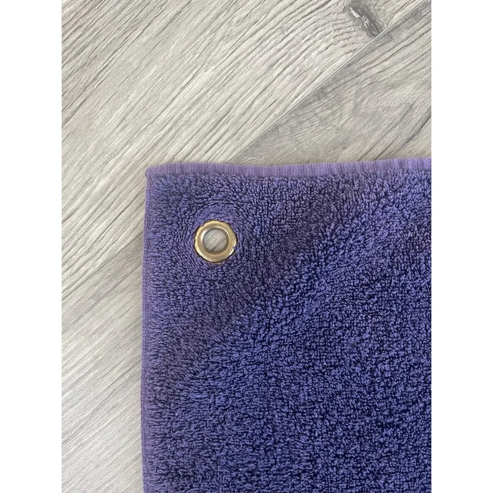 Ralph Lauren Golf Bag Hand Towel Purple With Red Logo‎ & Brass Grommet Vintage